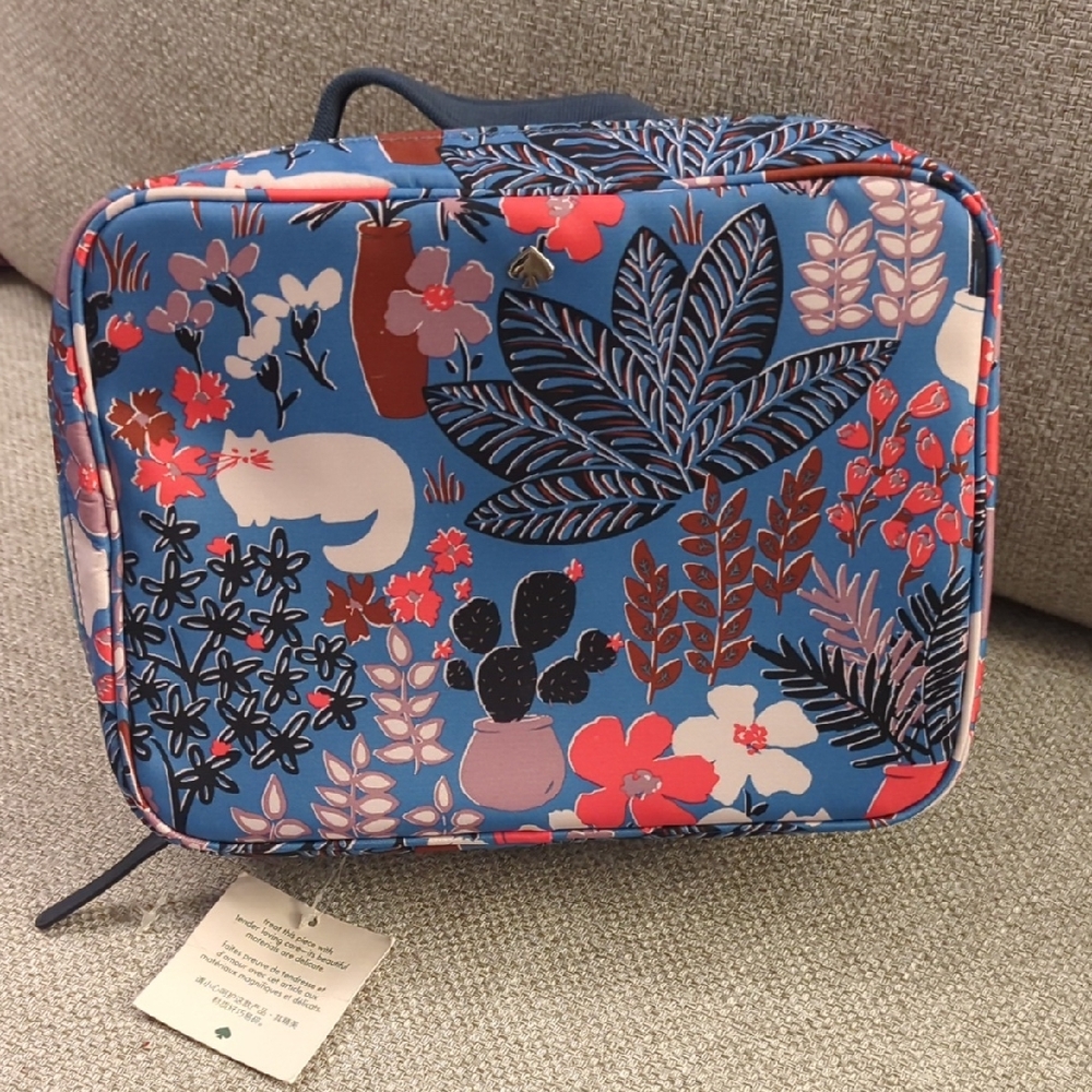 Kate Spade Jae Garden Cat Travel Cosmetic case
